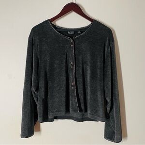 VINTAGE DARK GREY VELOUR SLEEP CARDIGAN
